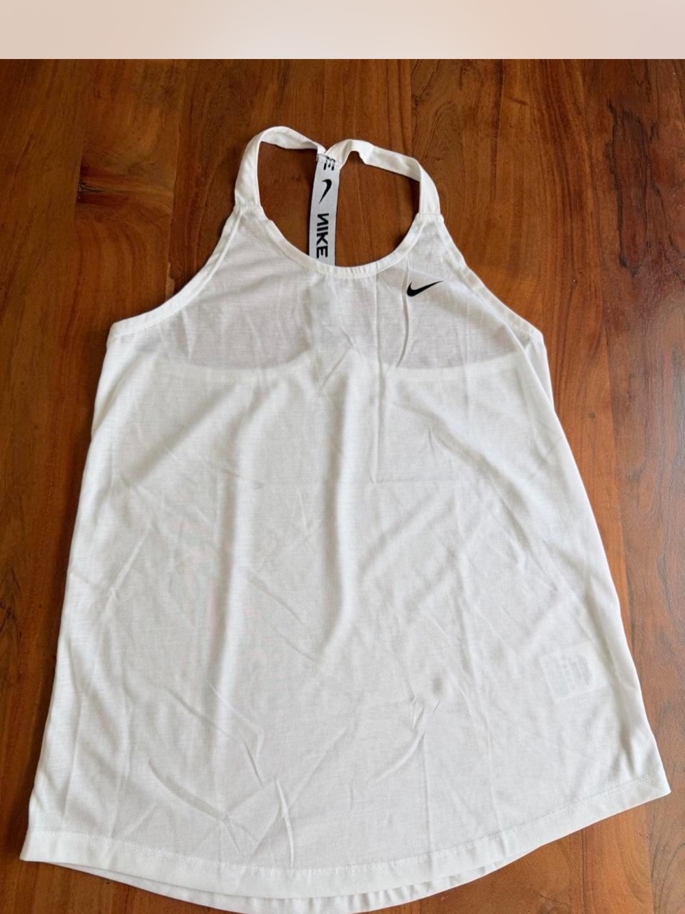 Nike cotton White Women's Racerback Tank with Branded Strap dri fit run new M